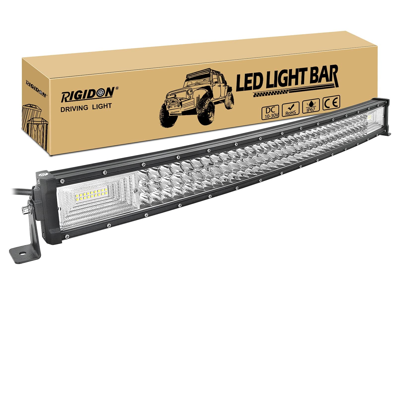 RIGIDON 32 Zoll 80 cm 405W außen alu gebogene led lichtleiste, 12V 24V Wasserdicht warmweiß offroad beleuchtung für Auto SUV Offroad ATV LKW Traktor Fahrzeuge 4x4, Slim led nebelscheinwerfer 6000K 32 Zoll 405W