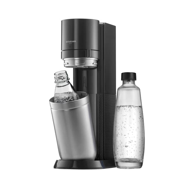 SodaStream Wassersprudler DUO Umsteiger| inkl.1x 1L Glasflasche und 1x 1L FUSE Kunststoffflasche (spülmaschinengeeignet) | Farbe: Titan Umsteiger (Ohne Zylinder)