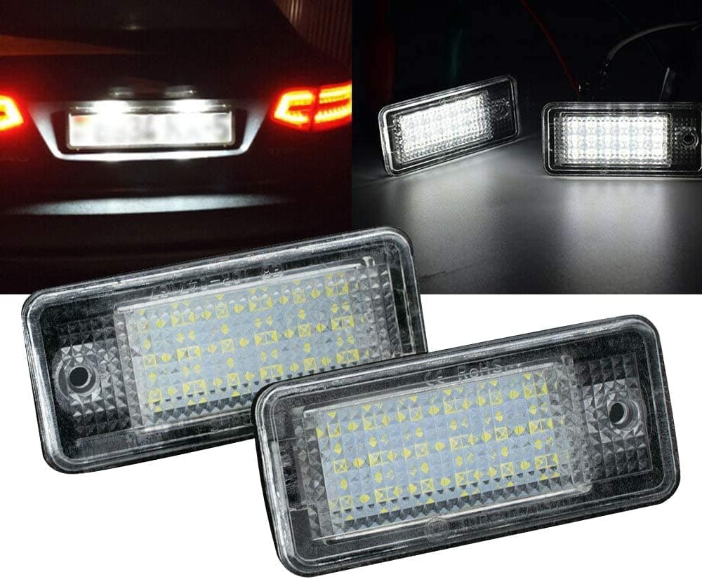 Bynome led Kennzeichenbeleuchtung Glühbirnen CanBus Fehlerfrei Nummernschildbeleuchtung SMD für Audi A3 S3 A4 S4 A6 S6 A8 Q7 (6000K Kaltweiß 12V, 2 Stücke