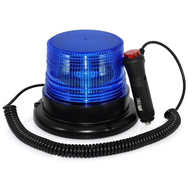 AnTom LED Rundumkennleuchte Blau Rundumleuchte für Auto Anhänger Wohnwagen SUV - Magnetfuß - 12V/80V Verkabelt Blau