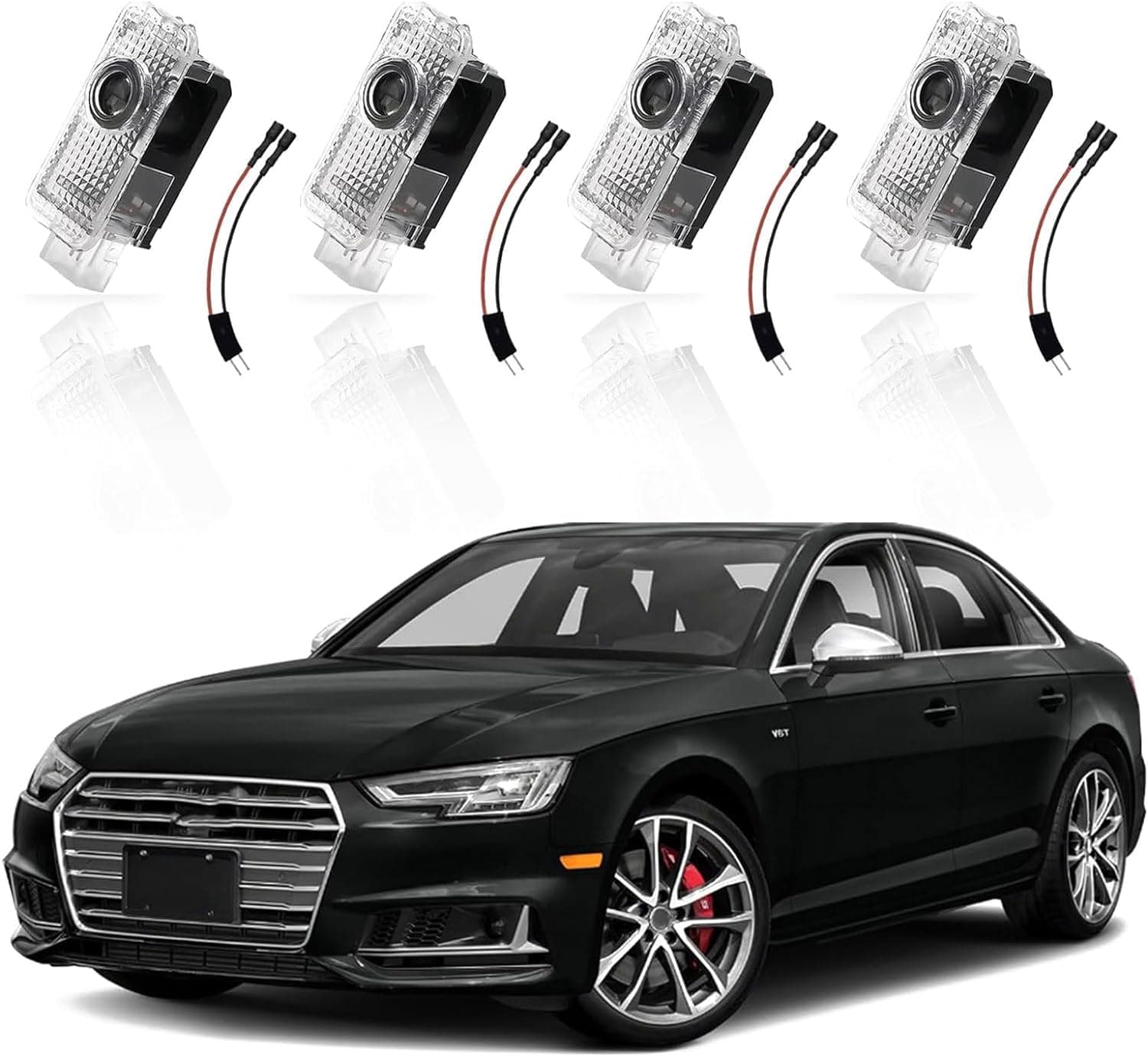4 Stück Autotür Led Licht Logo Projektor für Audi Türprojektoren für A1/A3/A4/A5/A6/A7/A8/Q2/Q3/Q5/Q7/Q8/TT/R8, Türbeleuchtung Einstiegsbeleuchtung Zubehör