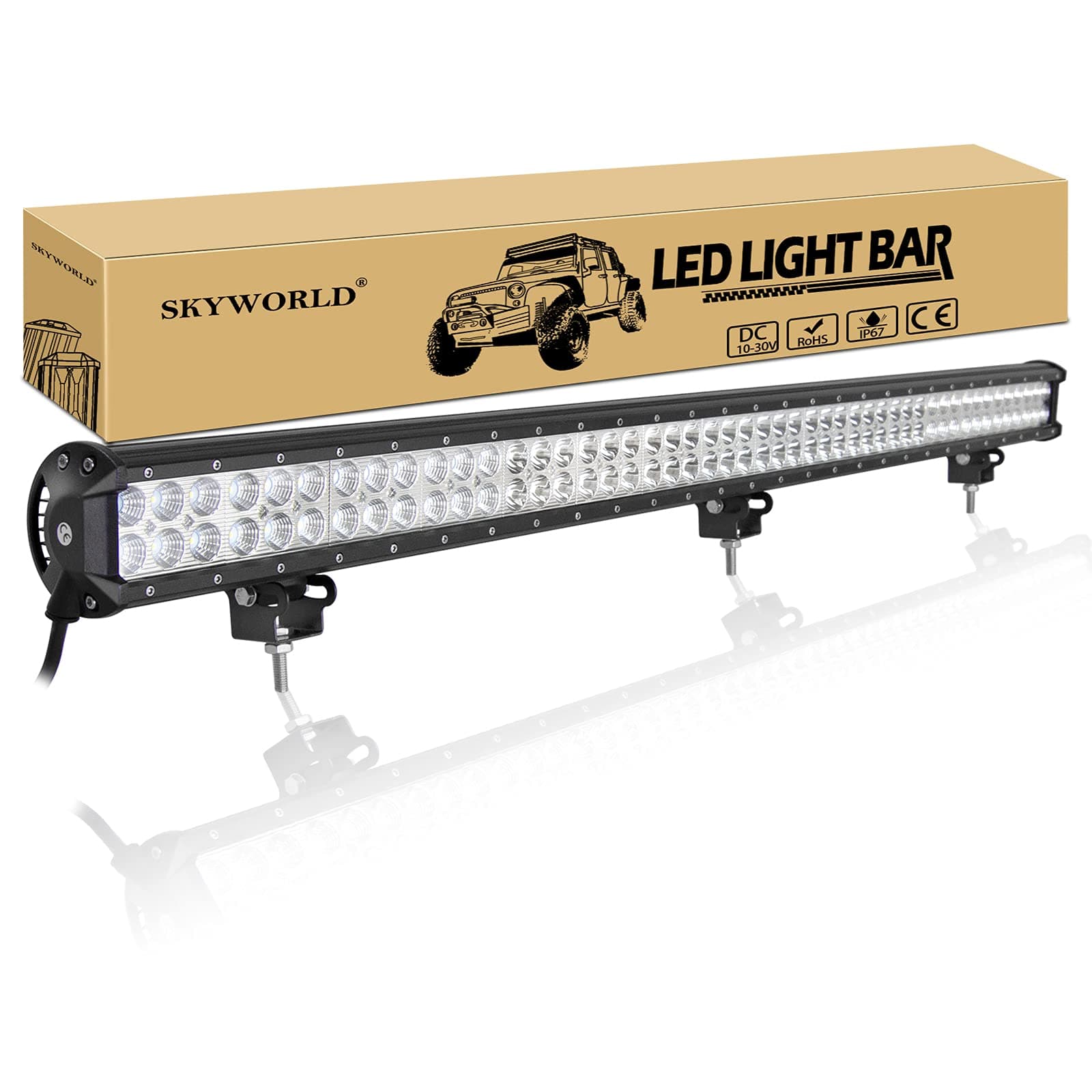 SKYWORLD 44 Zoll 288W Led Arbeitsscheinwerfer Bar, Led Bar Offroad Zusatzscheinwerfer Scheinwerfer 12V 24V Auto LED Arbeit Licht Bar Wasserdicht für SUV UTV ATV KFZ Traktor Truck 4x4 lightbar 111.8 cm 288W