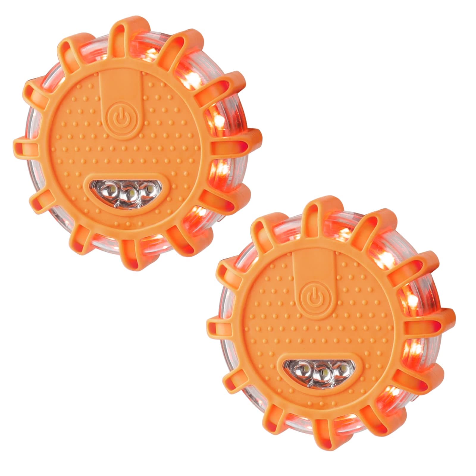 Xreuctop 2 Stück Warnleuchte Auto, Wasserdicht LED Warnleuchte mit Magnet und 9 Blinkend Leuchtmodi, Verkehr Unfall Panne WarnleuchtE für Kfz, LKW, Boot (Orange)