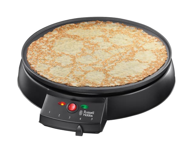 Russell Hobbs 20920-56 Crepes Maker, Fiesta Elektrogrill (für Crepes, Pancakes, Galettes und Burritos, Taccos, 1000 W), Tischgrill, Schwarz, Durchmesser 30 cm Crêpes Maker Single