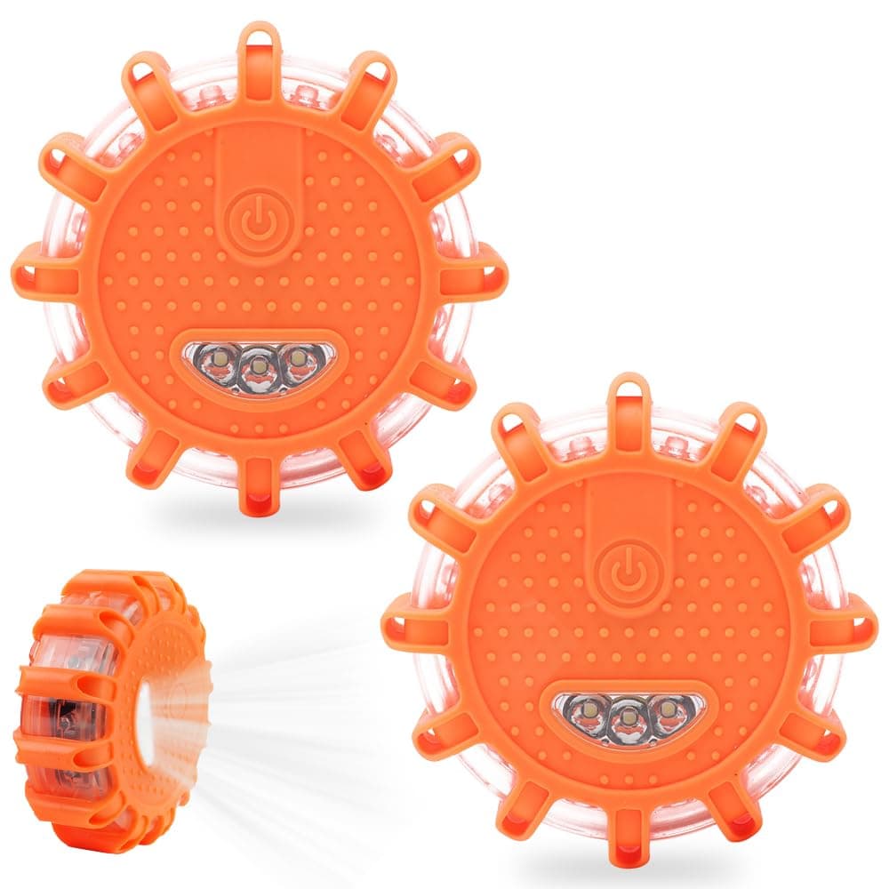 CJBIN Warnleuchte Auto, 2 Stück Wasserdichte Warnlicht für Auto, Warnblinkleuchte, Warnblitzer mit Magnet und 9 Blinkend Leuchtmodi für Kfz, Lkw, Boot