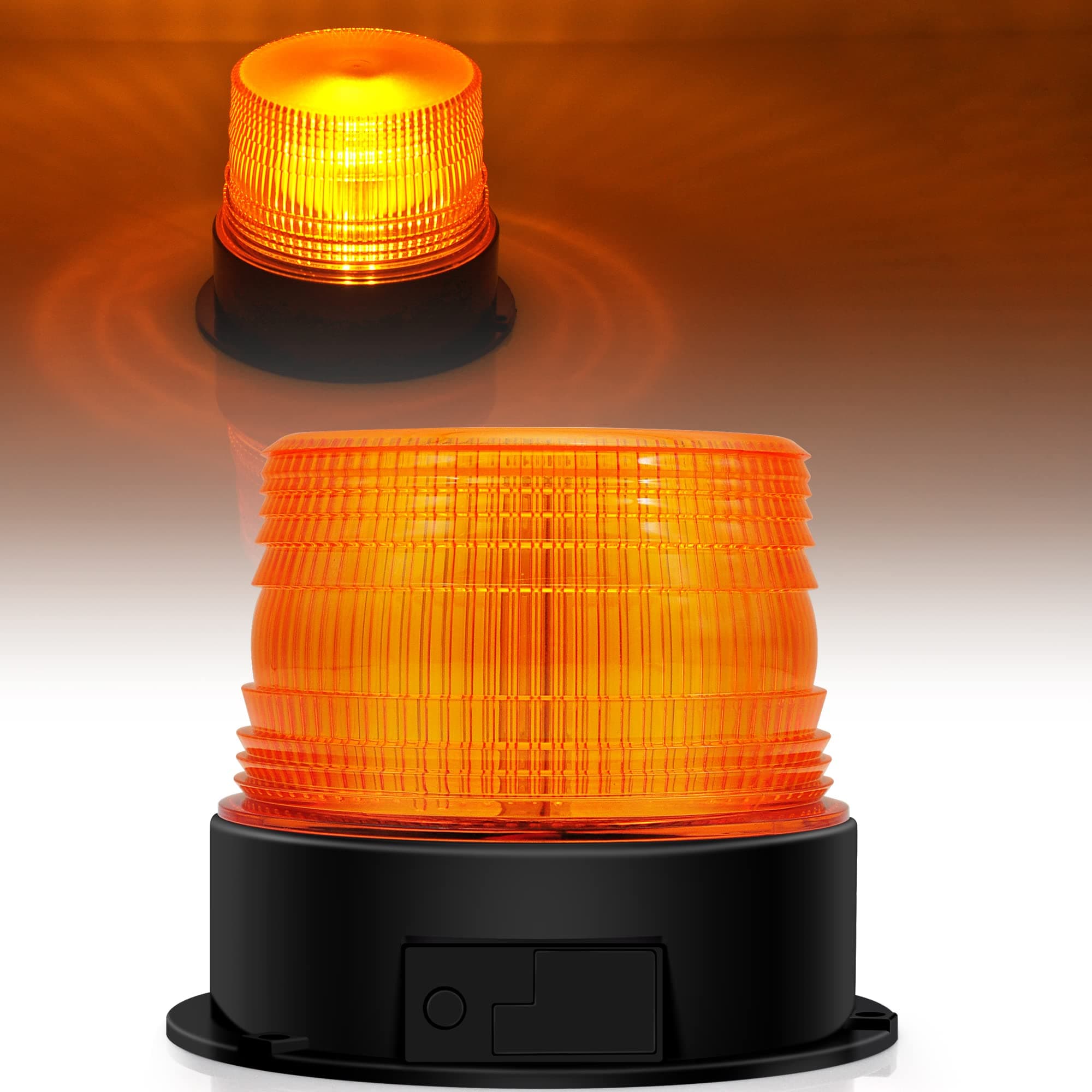 Dinfu Rundumleuchte akku 12V 24V Gelb Rundumleuchte Magnet Kabellose LED Warnleuchte auto Orange Warnlicht Blinkleuchte Strobe Beacon Light für Auto LKW Traktor KFZ UTV SUV J-eep