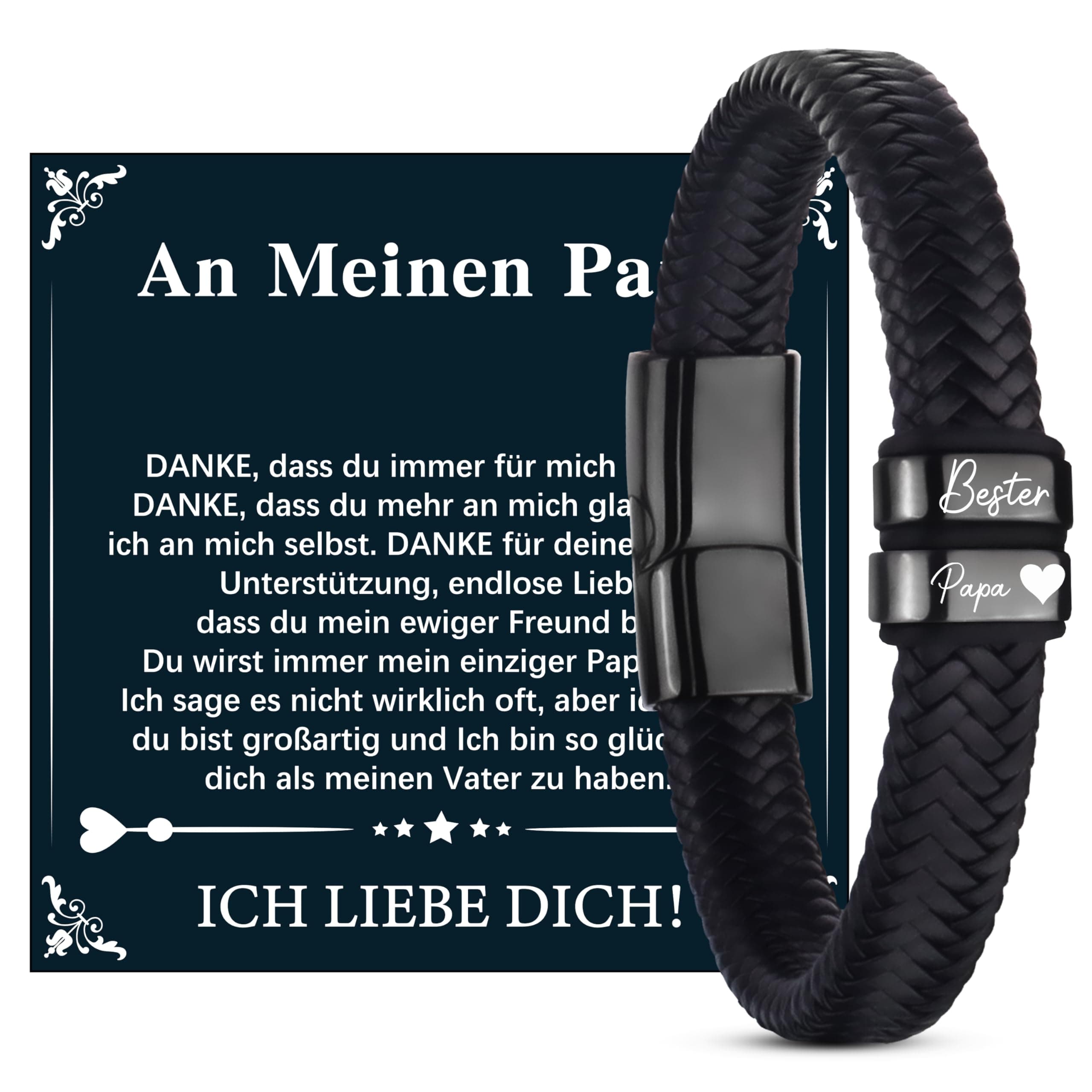 Merclix Ich Liebe Dich Geschenke für Männer/Papa/Opa Geschenk lederarmband Herren Geschenk papa/Ehemann Weihnachten/Valentinstag/Vatertagsgeschenke