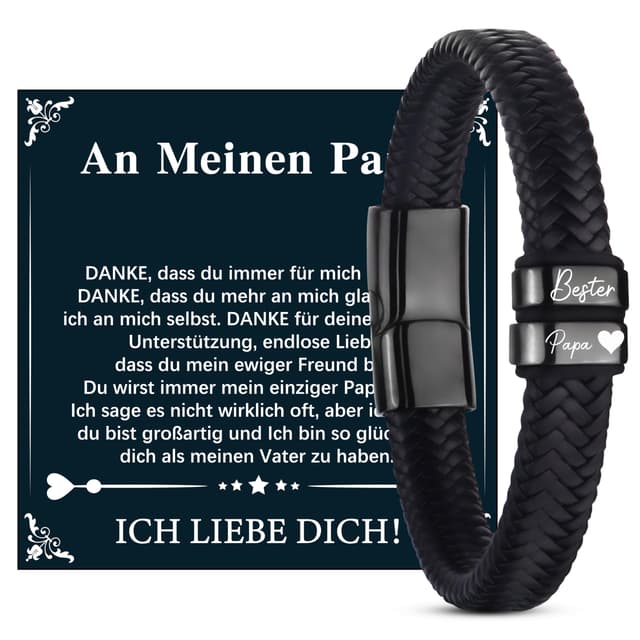 Merclix Ich Liebe Dich Geschenke für Männer/Papa/Opa Geschenk lederarmband Herren Geschenk papa/Ehemann Weihnachten/Valentinstag/Vatertagsgeschenke