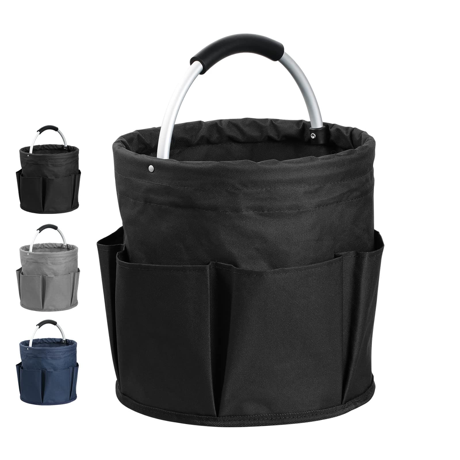 IHOMAGIC Organizer Putzmittel, Faltbare Universal Reinigungs-Caddy, Aufbewahrungskorb Mit Griff, Werkzeugkorb Tasche mit 6 Außentaschen für Indoor und Outdoor Organisation, Schwarz