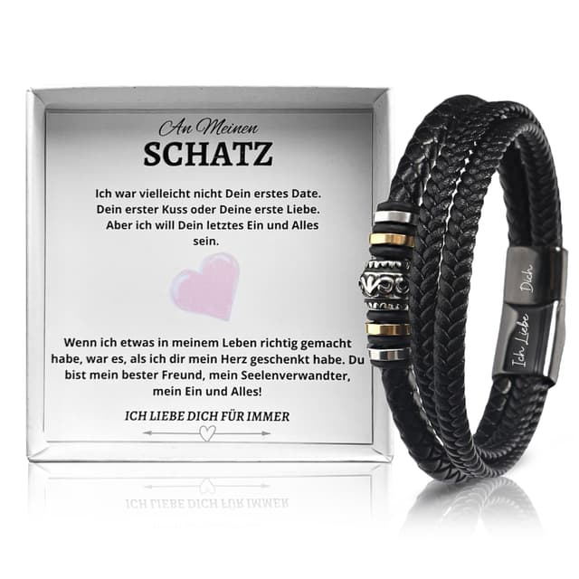 Ahnona Geschenke Für Männer - Ich Liebe Dich Geschenke für Männer, Für Freund, Lederarmband Herren, Geburtstagsgeschenk Für Männer, Geschenk Für Ihn, Mit Gravur