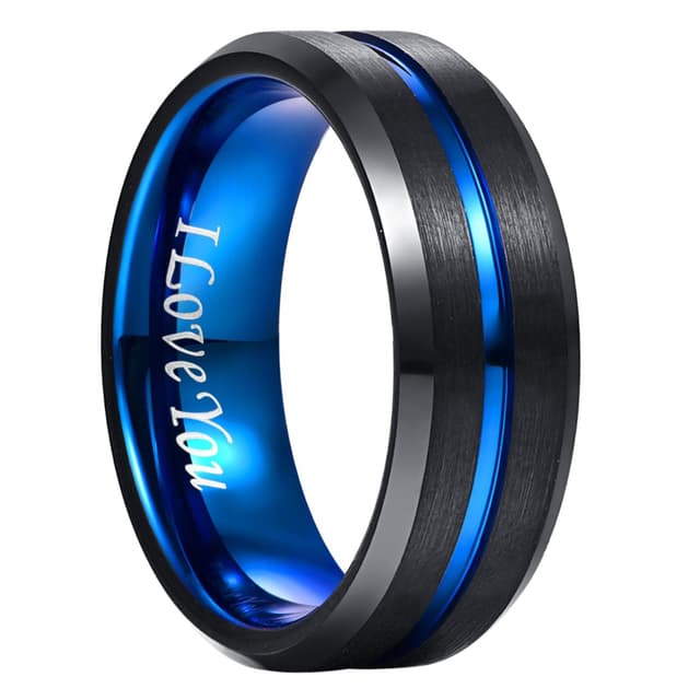 NUNCAD Ring Herren/Damen Wolframcarbid 4mm 6mm 8mm 10mm Men Fashion Schmuck Ehering Verlobungsringe Paar Freundschaftsring Schwarz Blau Gold Rosegold Größe 47 bis 80 (15-25.4)