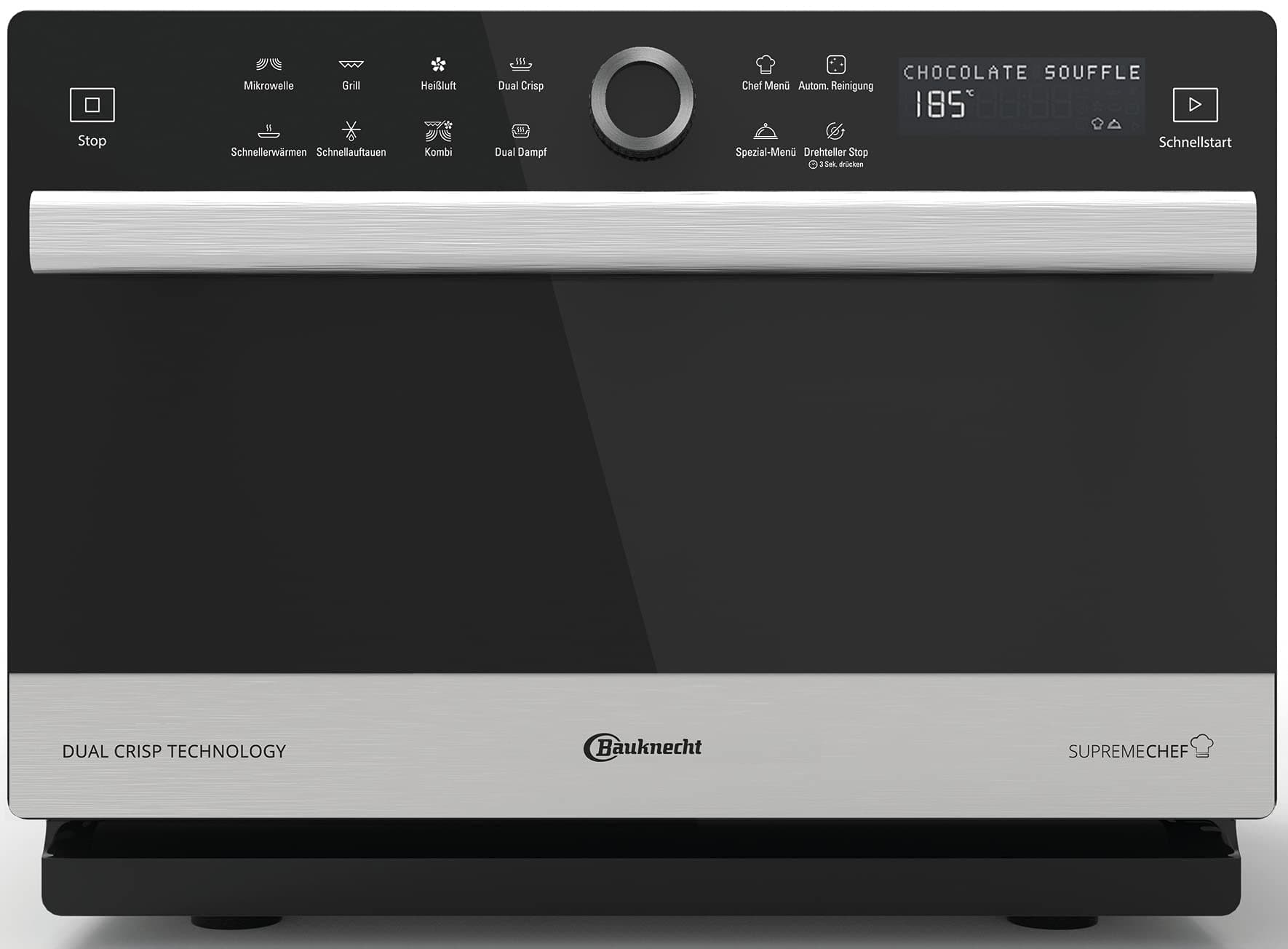 Bauknecht Supreme Chef MW 3391 SX/ 5 in 1-Multifunktionsmikrowelle/ 1000 W/ 33 L/ Heißluft 1700 W/ XXL Grill 1200 W/ Crisp Funktionen/ Dampfgaren inkl. Dampfgarbehälter Single