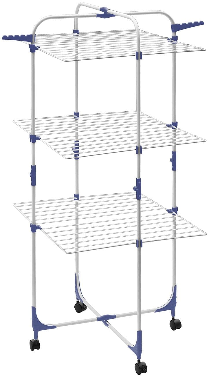 PEARL Wäscheständer: 3 Etagen Wäscheturm mit Rollen, 30 m Trockenstange, klappbar (Wäscheständer für Camping, für Badezimmer, Waschmaschine)