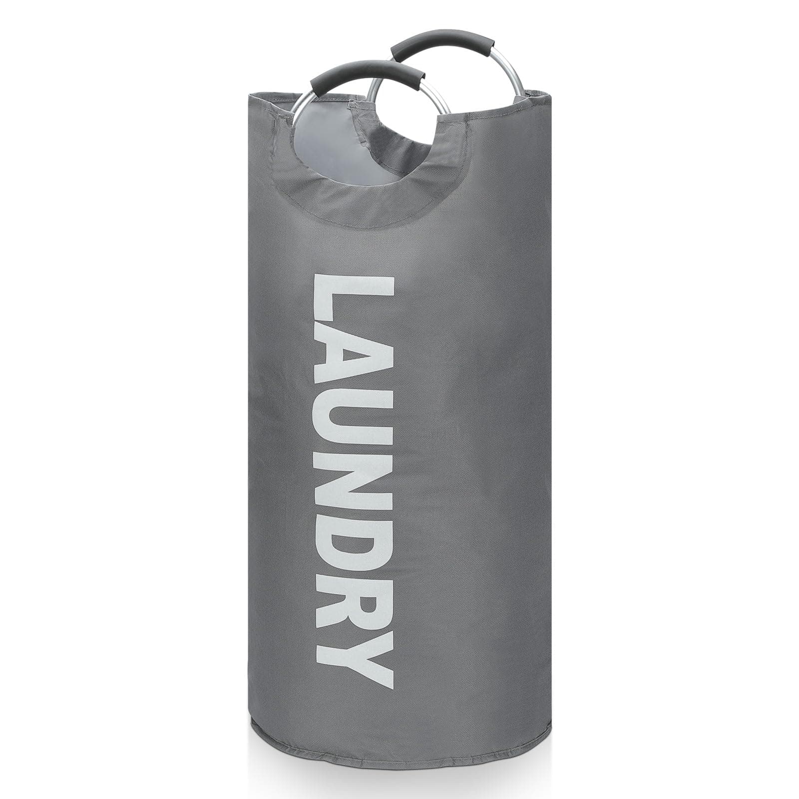 Faltbarer Wäschekorb Mit 90 L Fassungsvermögen - Wasserdichter Oxford-Stoff Korb Mit Griff - Flaschensammler (Grau)