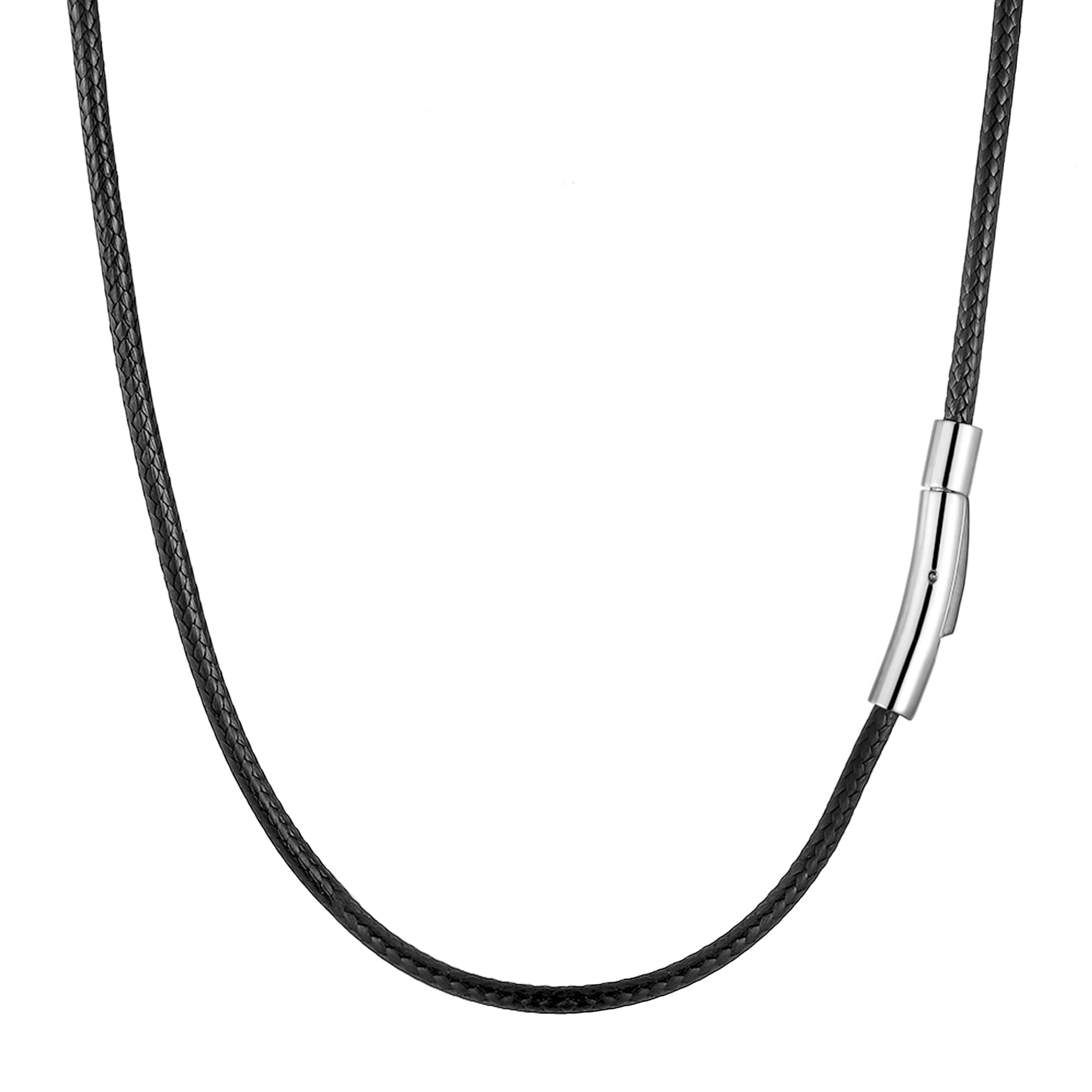 RWQIAN Lederkette Herren Leder Halskette 2/3mm mit Verschluss Lederband Kette für Damen Schwarz/Braun Kautschuk Kette Schmuck 46-76cm Schwarz-3mm 56.0 Zentimeter