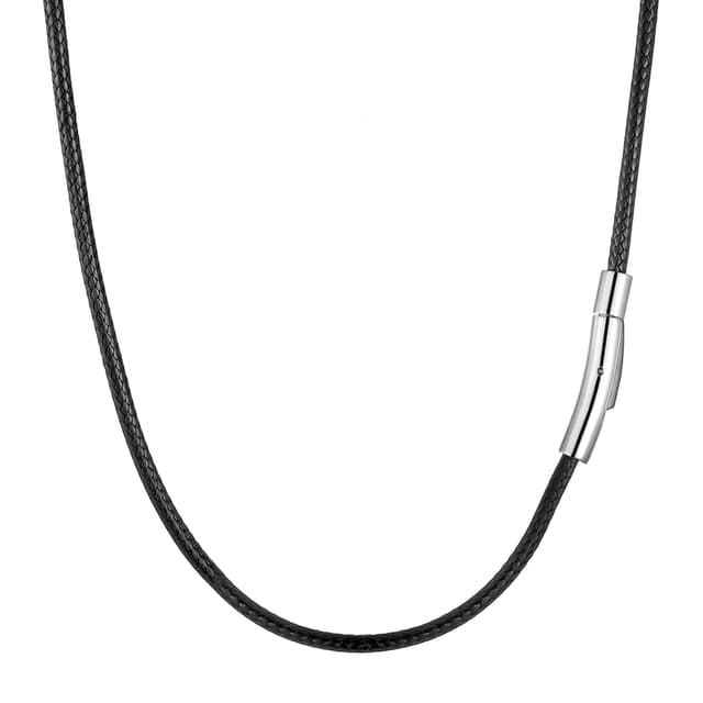 RWQIAN Lederkette Herren Leder Halskette 2/3mm mit Verschluss Lederband Kette für Damen Schwarz/Braun Kautschuk Kette Schmuck 46-76cm Schwarz-3mm 56.0 Zentimeter