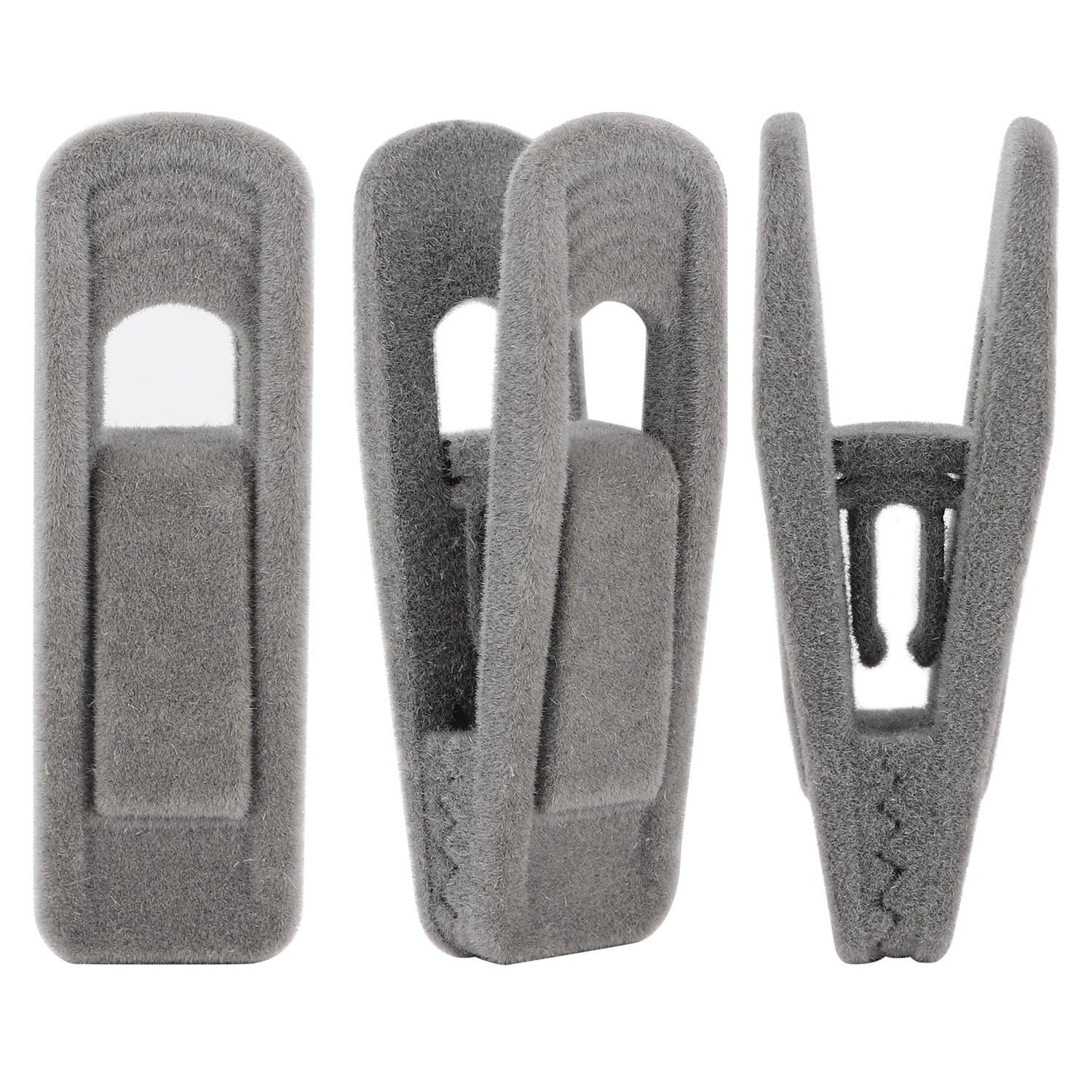 Corodo 20 Stück Samt Kleiderbügel Clips Set, Kleidung Pins Starker Fingergriff Flocked, Kleiderbügel Samt mit Clips, perfekt für die Verwendung mit schmalen Samt-Kleiderbügeln - Grau 20 Grau Angebot bei HelloDeals