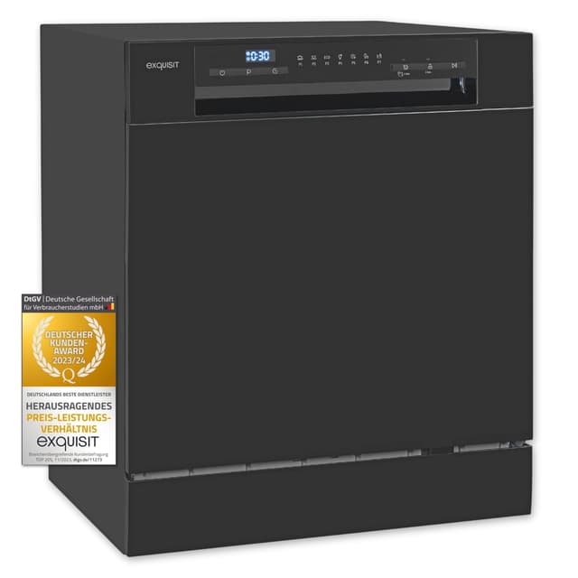 Exquisit Mini-Geschirrspüler, Tischspülmaschine, 55 cm breit, spülmaschine klein, ECO-Modus, GSP5508-030D schwarz Schwarz Groß