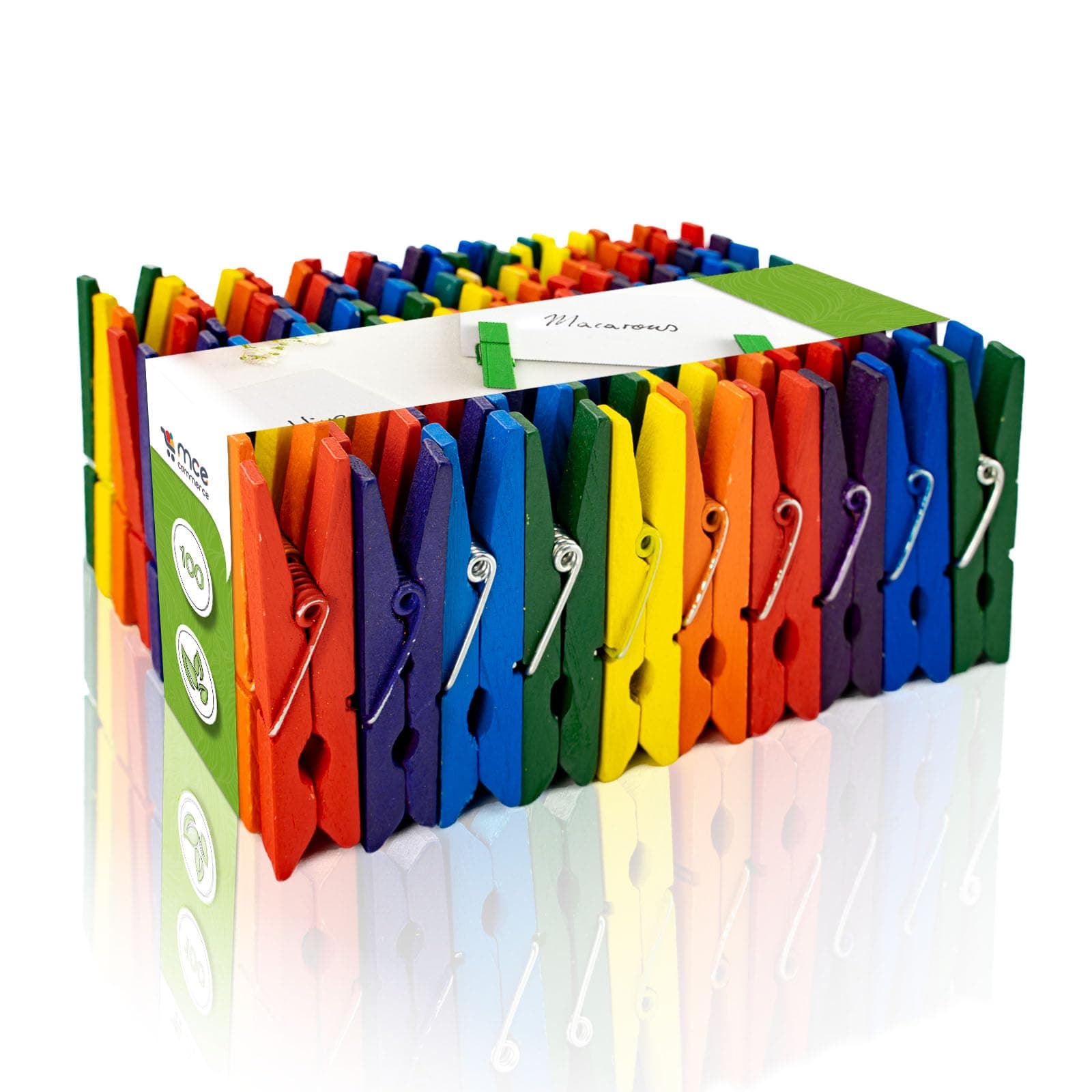 Holz Wäscheklammern A00154125 Birkenholz, bunt Sortiert, 45 mm, 100 Stück, 45mm, Natur