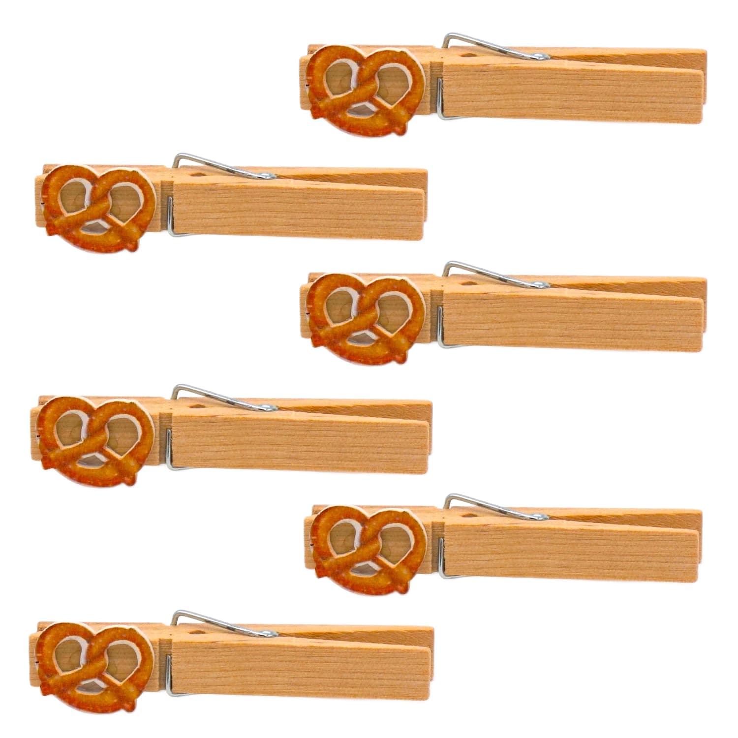 6 Stück Glubbal Glupperl Wäscheklammern BREZEL - Oktoberfest Geburtstag Firmenfeier Hochzeit Namensschild Party Bayern (Brezel)