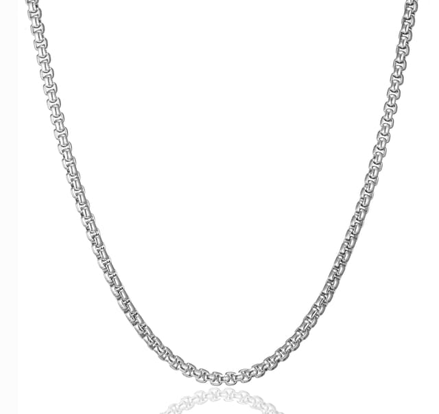 AFSTALR Herren Damen Edelstahl Silber kette Halskette Venetian link kette link collier 2/2.5/3/4mm 45/50/55/60/70cm box Kette für Männer Schmuck Link Chain Silver/Gold/Schwarz