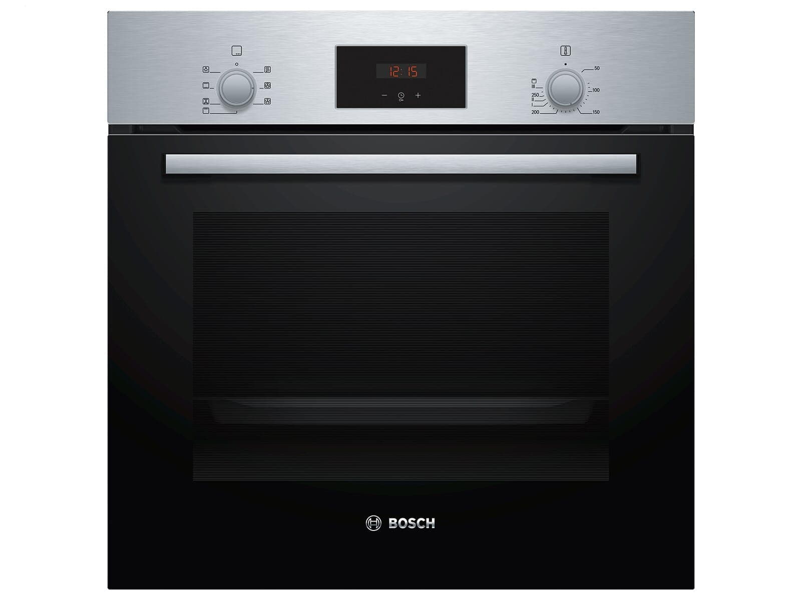 Bosch HBF133BR0 Serie 2 Einbau-Backofen, 60 x 60 cm, EcoClean Direct Reinigungshilfe, 3D Heißluft Backen auf 3 Ebenen, LED-Display, Schnellaufheizung, Kindersicherung, Schwarz, Updated Led | Display Edelstahl Leicht reinigend | ECO - Clean LED | Display