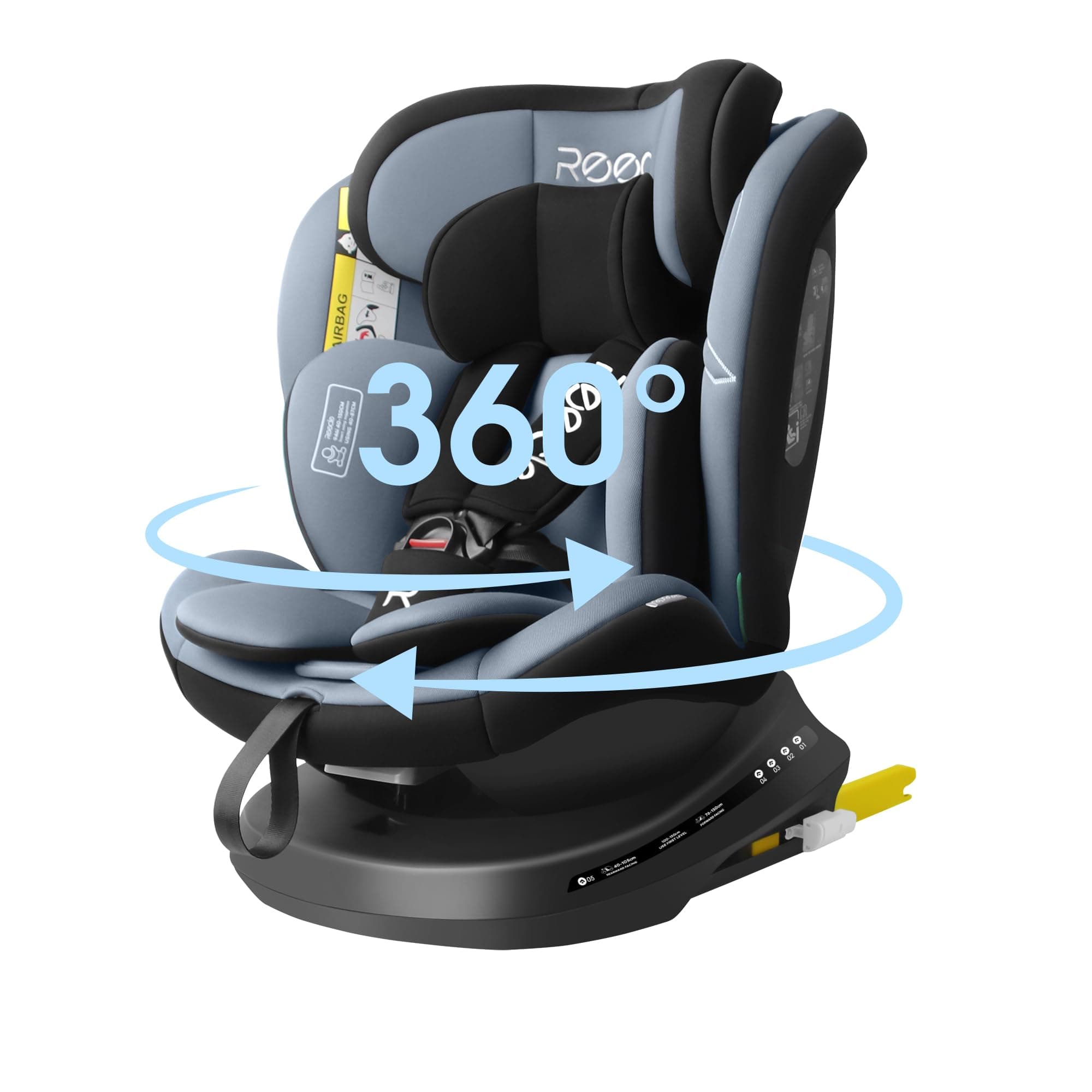 Reecle 360 Drehbar i-Size Kindersitz mit ISOFIX 40-150 cm (0-36 kg) Reboarder, ab Geburt -12 Jahre, ECE R129 (i-Size, Schwarz) Schwarz i-Size