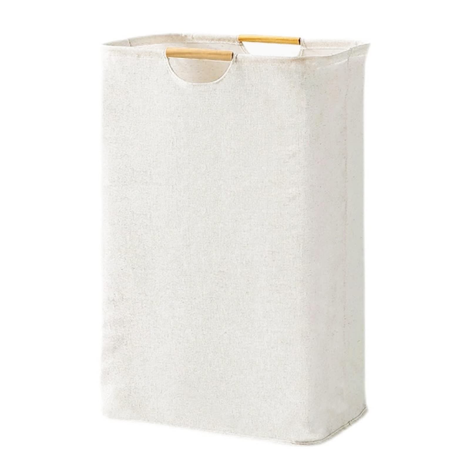Fousenuk Wäschekorb Faltbarer Geflochten Oxford-Gewebe Weiß 39×53×27 cm, Wäschesammler Faltbar Waschkorb mit Henkel Holzgriff Groß, Laundry Basket für Schlafzimmer, Badezimmer, Schlafsaal Angebot bei HelloDeals