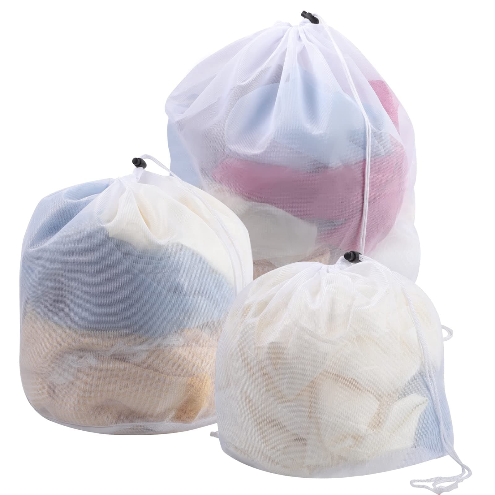 3 Stücke Wäschenetz für Waschmaschine, Wäschesack Waschmaschine Wäschebeutel mit Kordelstopper Wäschesäcke Feinmaschig Wäschetaschen für Babywäsche BH Unterwäsche(30 * 40cm,40 * 50cm,50 * 60 cm) 3 Größe