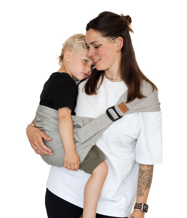 Qookie® GO Hüfttrage Stone – Ergonomische Baby- & Kleinkindtrage, kompakt & schnell | ab 6 Monate bis 5 Jahre | bis 20kg | 100% Bio-Baumwolle | Gr. 74–122