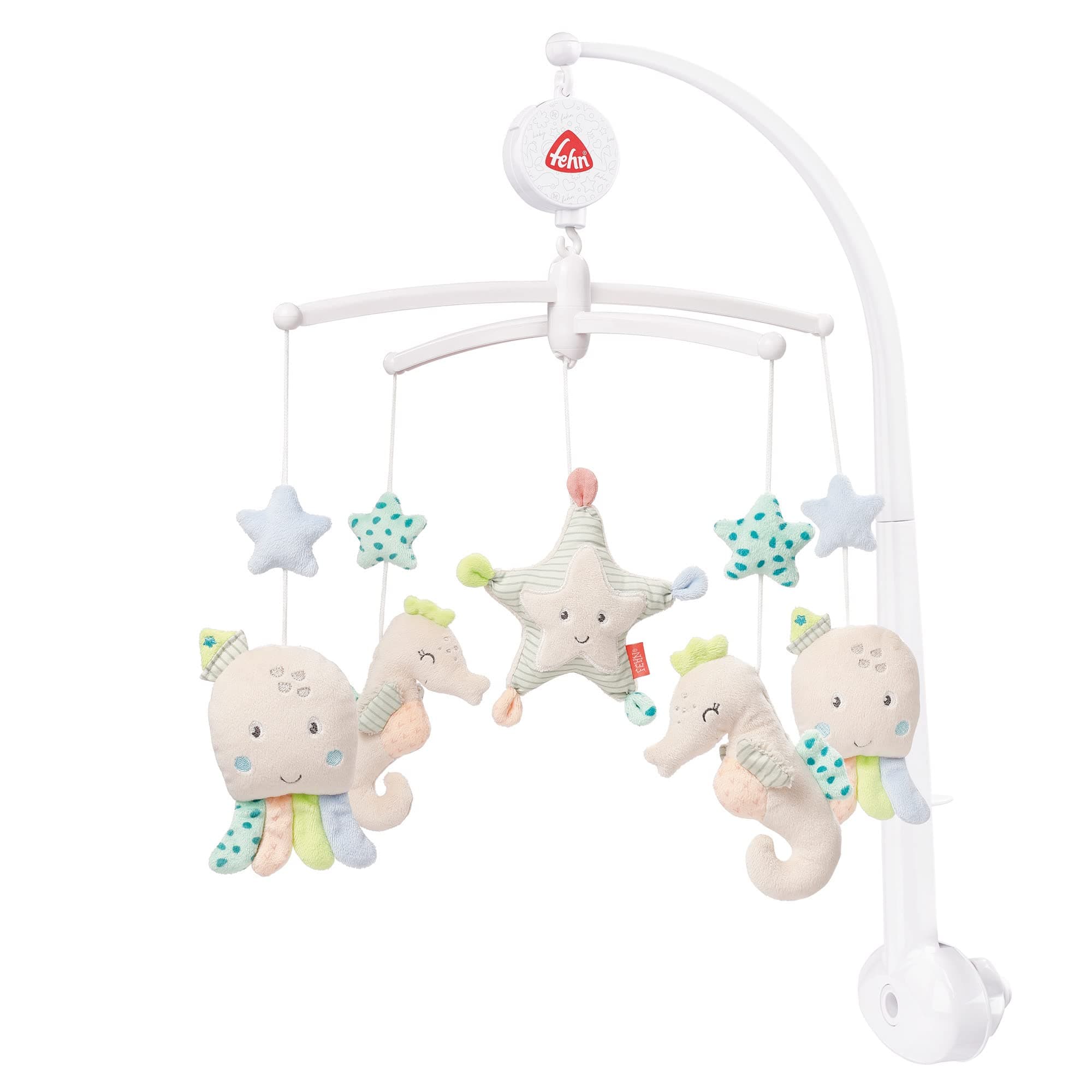 Fehn 054118 Musik-Mobile Meereskinder – Mobile mit sanfter Melodie "Schlaf Kindlein Schlaf" und süßen Figuren – Für Babys von 0-5 Monaten – Größe: Ø 40 cm