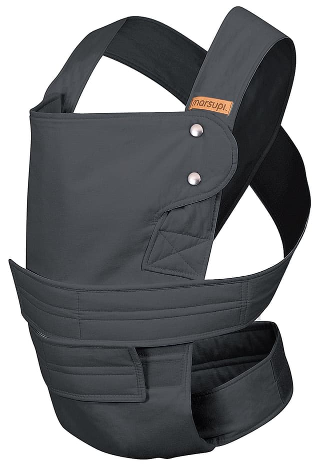 marsupi Classic Babytrage - Neugeborene von der Geburt bis zu 15 kg - Baby Erstaustattung - Klett-Verschluss - Leicht und Kompakt - Grey L