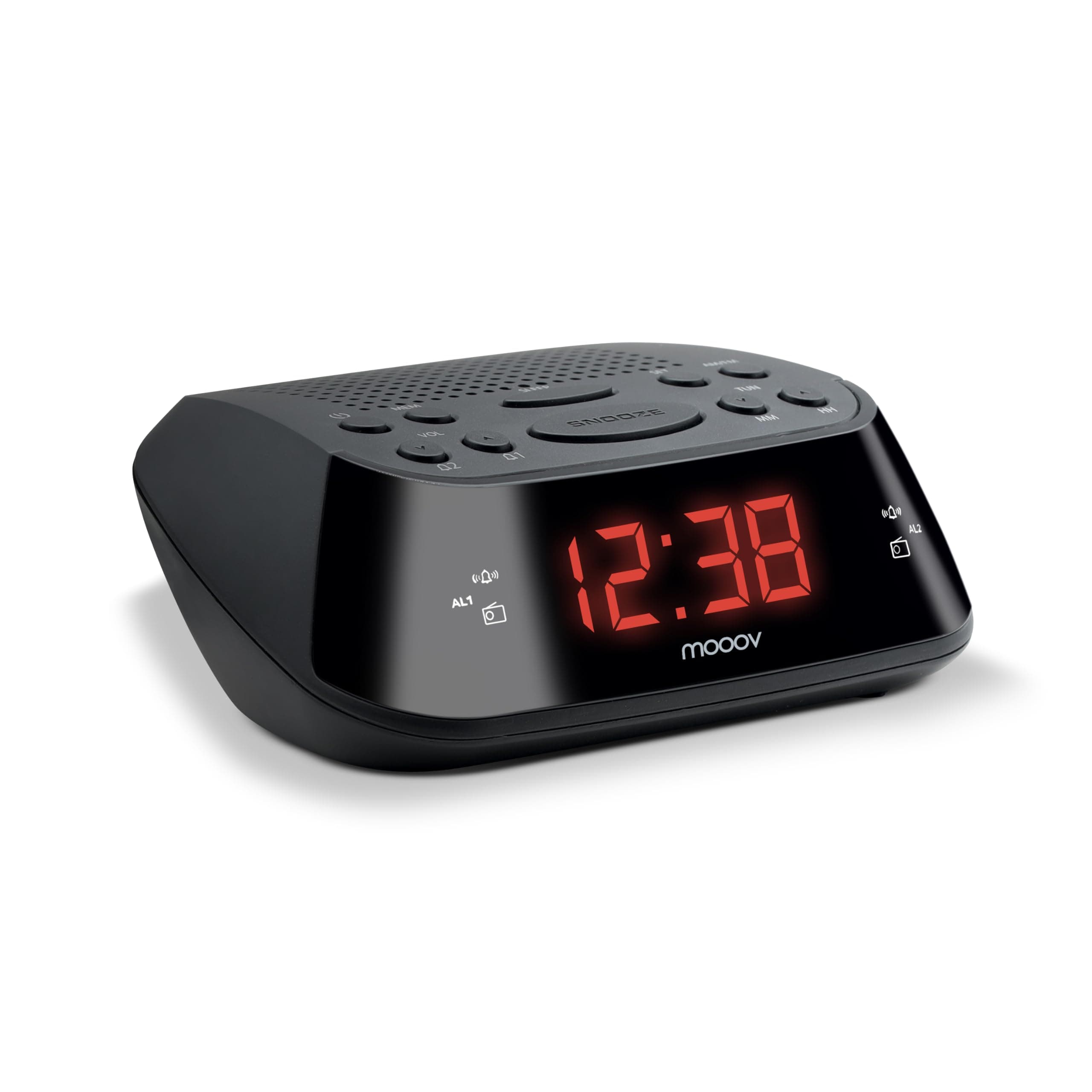 Metronic 477003 Uhrenradio - Radiowecker Schlummerfunktion mit Dual Alarm - Sleeptimer Roter Zeitanzeige - Netzbetrieben und einfach zu bedienen - Schwarz