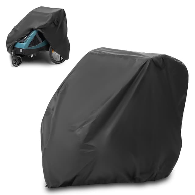 Zamboo Abdeckung für Fahrradanhänger | Universal Faltgarage für Anhänger (kompatibel mit Thule, Croozer, Qeridoo, Tiggo UVM.) | wasserdichte Plane mit Tasche und Öffnung für Fahrrad-Schloss - Schwarz