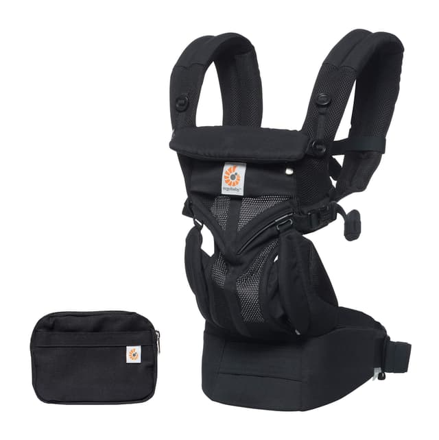 Ergobaby Babytrage für Neugeborene ab Geburt bis 20kg, 4in1 Omni 360 Cool Air Mesh Kindertrage Tragesystem, Onyx Black Cool Air Mesh Onyx Black