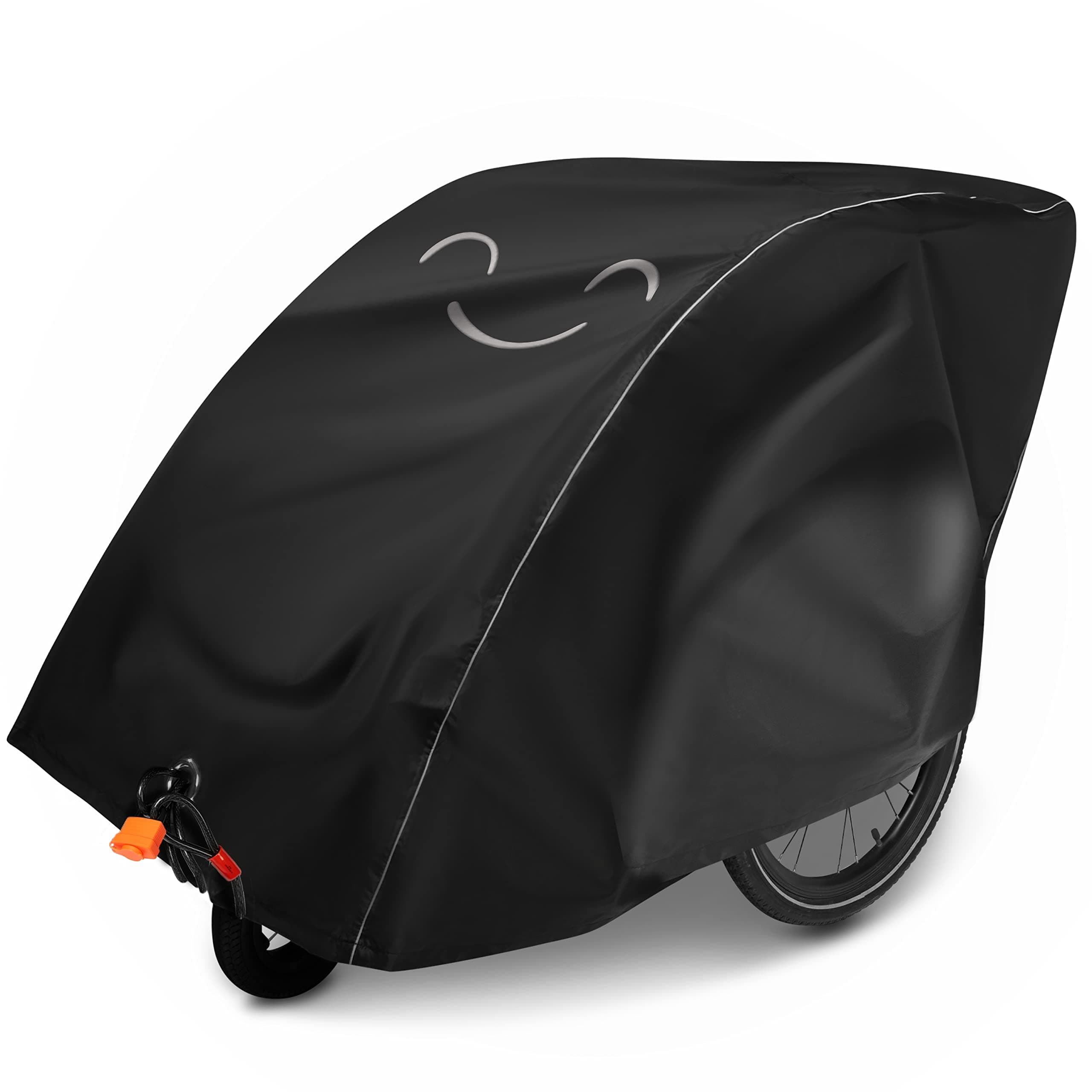 Isibell Abdeckung für Fahrradanhänger - Abschließbar - Universell - Reflektierend - 2 Sitzer - fahrradanhänger abdeckung zubehör Anhängerplane Schwarz