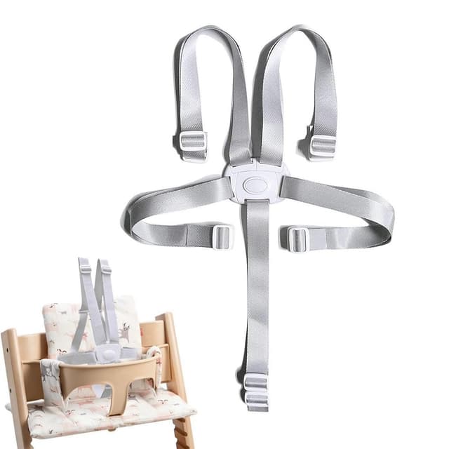 DWFEYOI 1 Stück 5 Punkt Gurt Sicherheitsgurt Hochstuhl Multifunktional Kinderschutzgurt Hochstuhl Gurt für Buggy, Kindersitz, Kinderwagen und Hochstuhl,hauck hochstuhl zubehör,Grau
