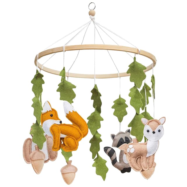 Mobile Waldtiere,MobileBaby,Mobile Filz,Mobile Wickeltisch,Mobile Baby Wald,Mobile Tiere Baby,Baby Mobile für Bett,Neugeborenen Geschenk Für Baby Tier+Blatt