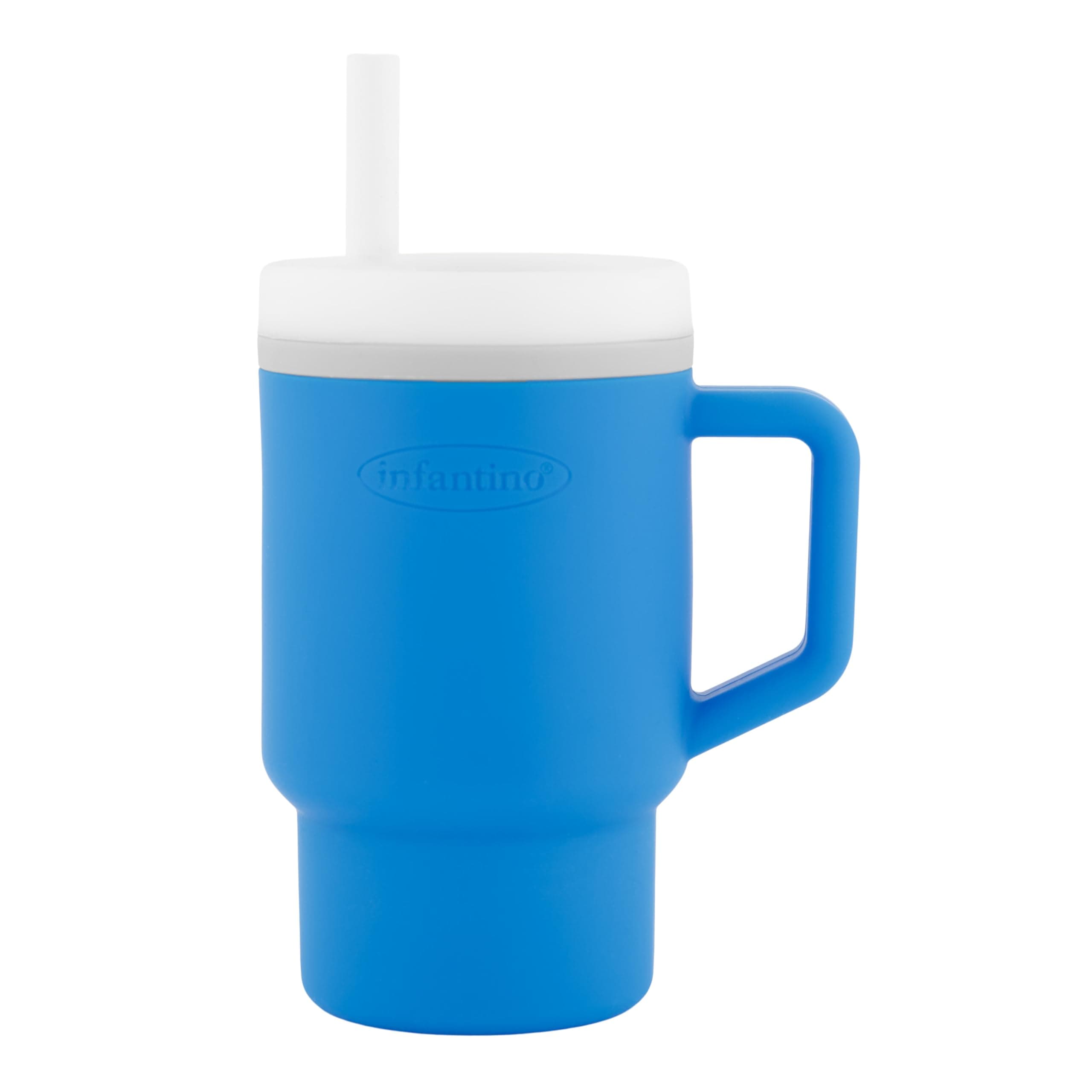 Infantino My 1st Tumbler – Süßer Minibecher mit Auslaufsicherem Strohhalm und Kleinkindfreundlichem Griff, Fördert das Trinken, Leicht zu Reinigen, 255 ml, Ocean