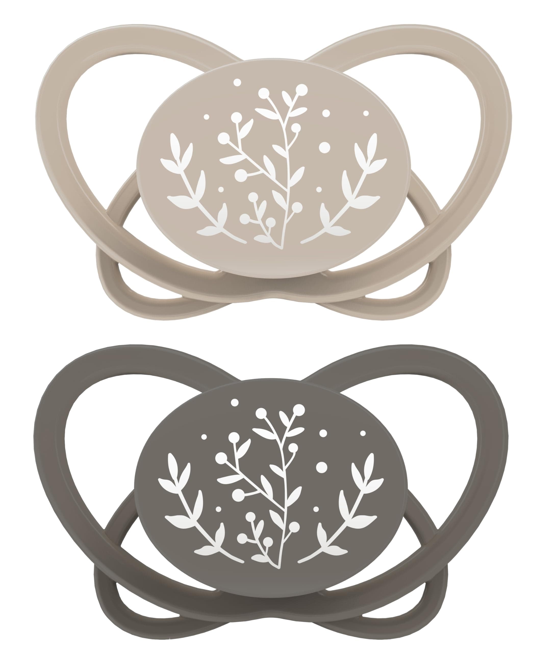 nip - Butterfly | 0-6 Monate | 2er Pack | Stillfreundlicher, zahnfreundlicher Babyschnuller inkl. Schnullerbox. Nachhaltiger Schnuller mit weichem Silikonsauger, Braun/Beige Day Braun / Beige Größe 1 (0-6 Monate)