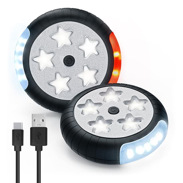 Amteker Kinderwagen Licht Aufladbar, 12 LED Pro Licht 2 Leuchteffekte, USB Wiederaufladbares Lichts Kinderwagen, Passend für Alle Kinderwagen, Kinderwagen Beleuchtung Zubehör Baby Geschenk(2 Stück)