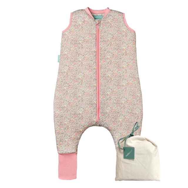 molis&co - Baby schlafsack mit Füßen und Socke - Ideal für den Winter - Babyschlafsack mit Beinen 2,5 tog - 100% Baumwolle (Oeko-TEX 100), Premium Qualität - Pastel Floral (80 cm) 80 cm (2 Jahre) Pastel Floral