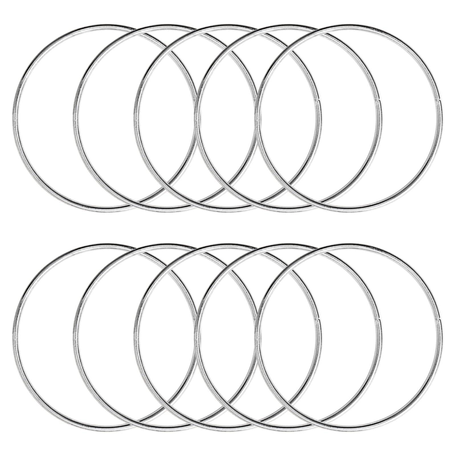 KALIONE Metallringe zum Basteln 10 Stück 5cm Silber Metallringe Metall Ringe Deko für Traumfänger Ring, Makramee Ring, Wickeltechnik, Floristik,Hochzeitskranz,Hoops Silber 5 cm