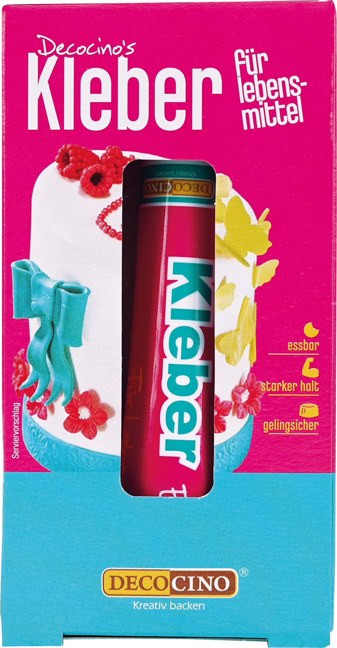 Decocino Essbarer Kleber – für Torten-Deko, Kuchen-Deko – CMC-Kleber, Lebensmittel-Kleber – zum Kleben auf Fondant, Torten und anderen Speisen 1