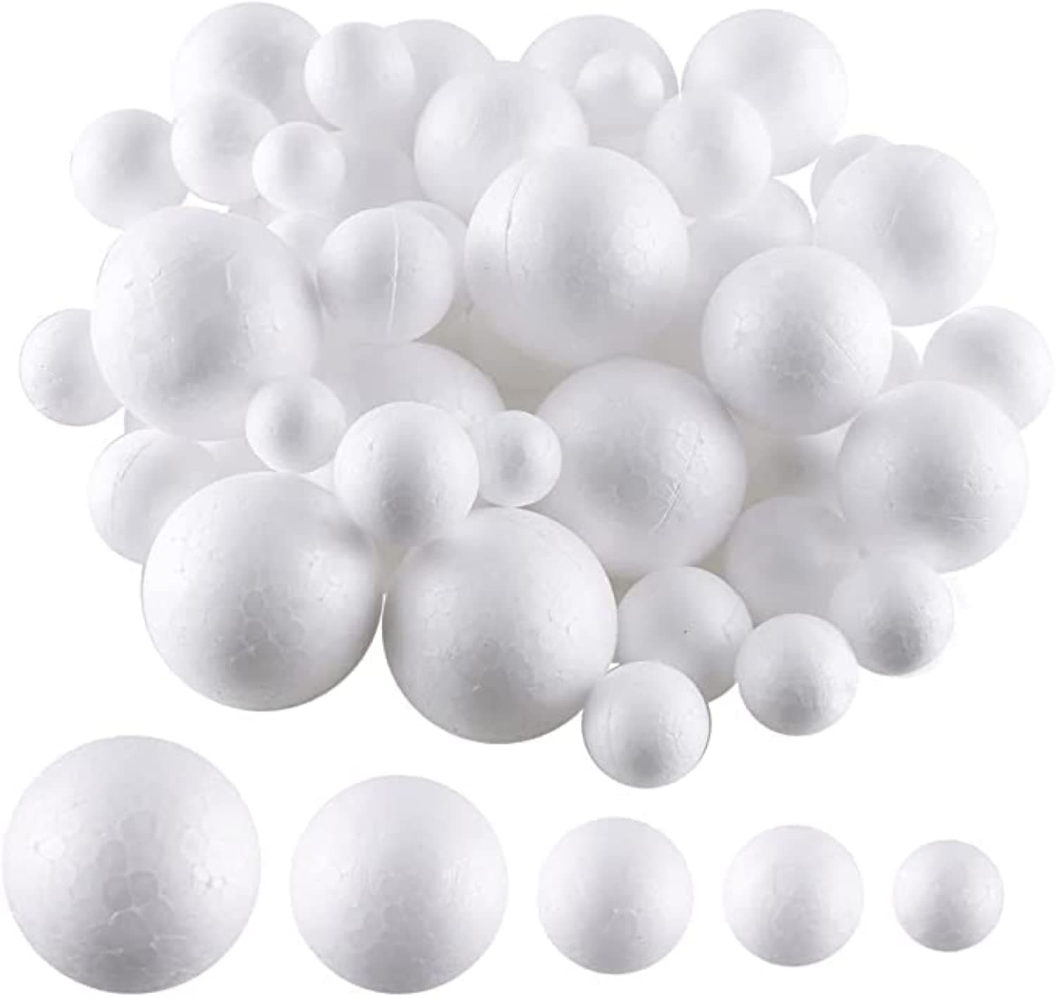 DERAYEE Styroporkugeln, 60 Stück Styroporbälle für Basteln, Kunstdeko, Heimwerk, Handwerk