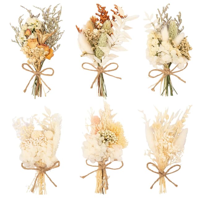 LAUMOE 6 Bündel Trockenblumenstrauß, Trockenblume, Getrocknete Blumen, Trockenblumen Zum Basteln Trockenblumen klein für Bilderrahmen DIY Heim-Party Und Hochzeitsdekoration (Stil 3)