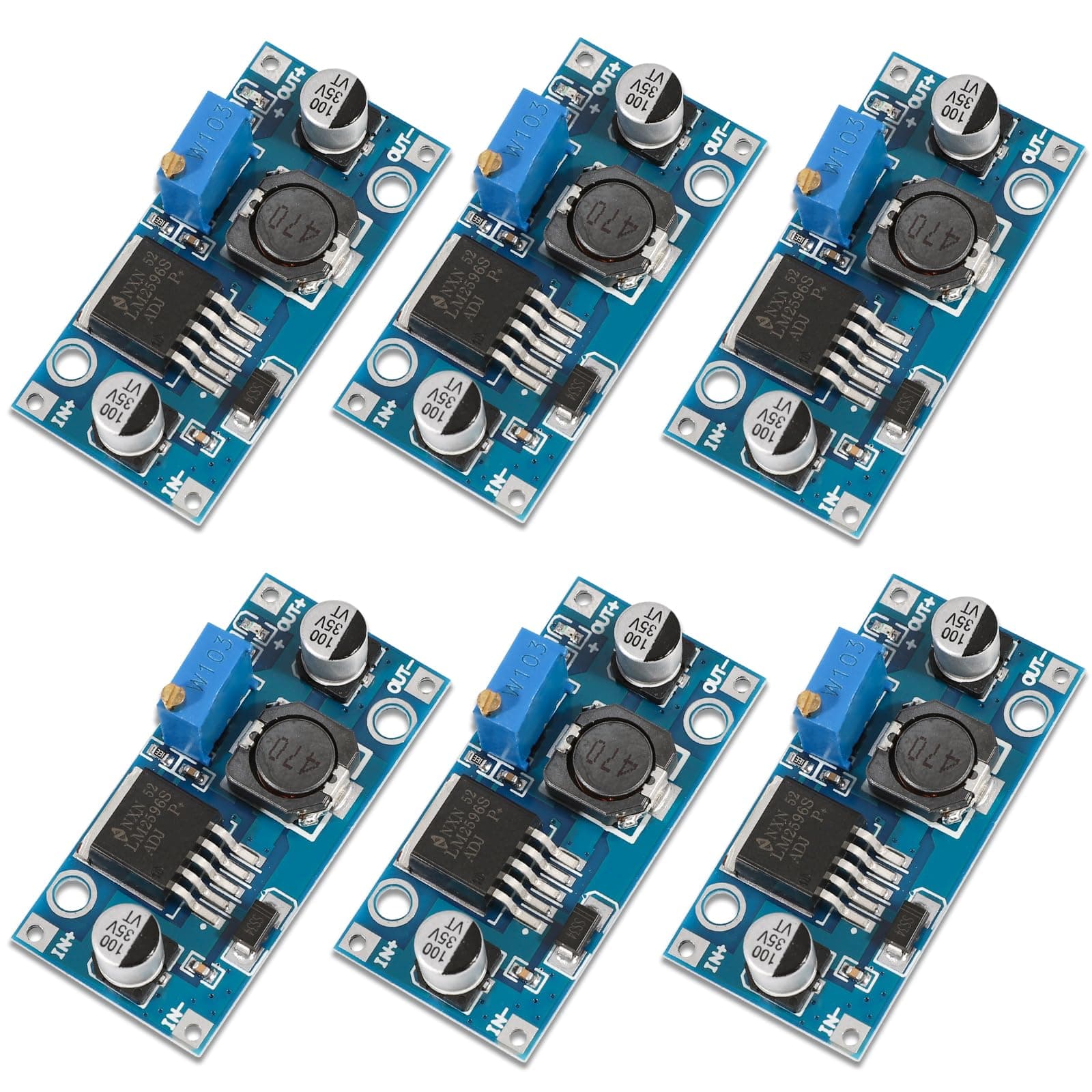 BUNTOR 6 Stücke DC-DC Buck Converter, Step Down Modul 3.2-40 V bis 1.25-35 V, Step Down Converter, Spannungsregler Einstellbar Abwärtswandler, Stabilisierte Stromversorgung für Elektronikprojekte