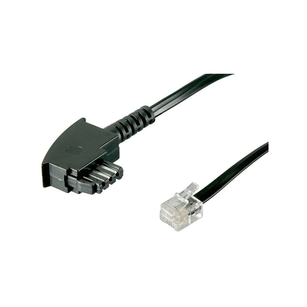 Goobay 68535 TAE Telefonkabel 3m / TAE-F Stecker auf Westernstecker / RJ11 RJ14 6P4C Router Kabel / Flachkabel Telefon Siemens Telekom Vodafone / DSL Kabel / 3 Meter Schwarz 3 Meter Single