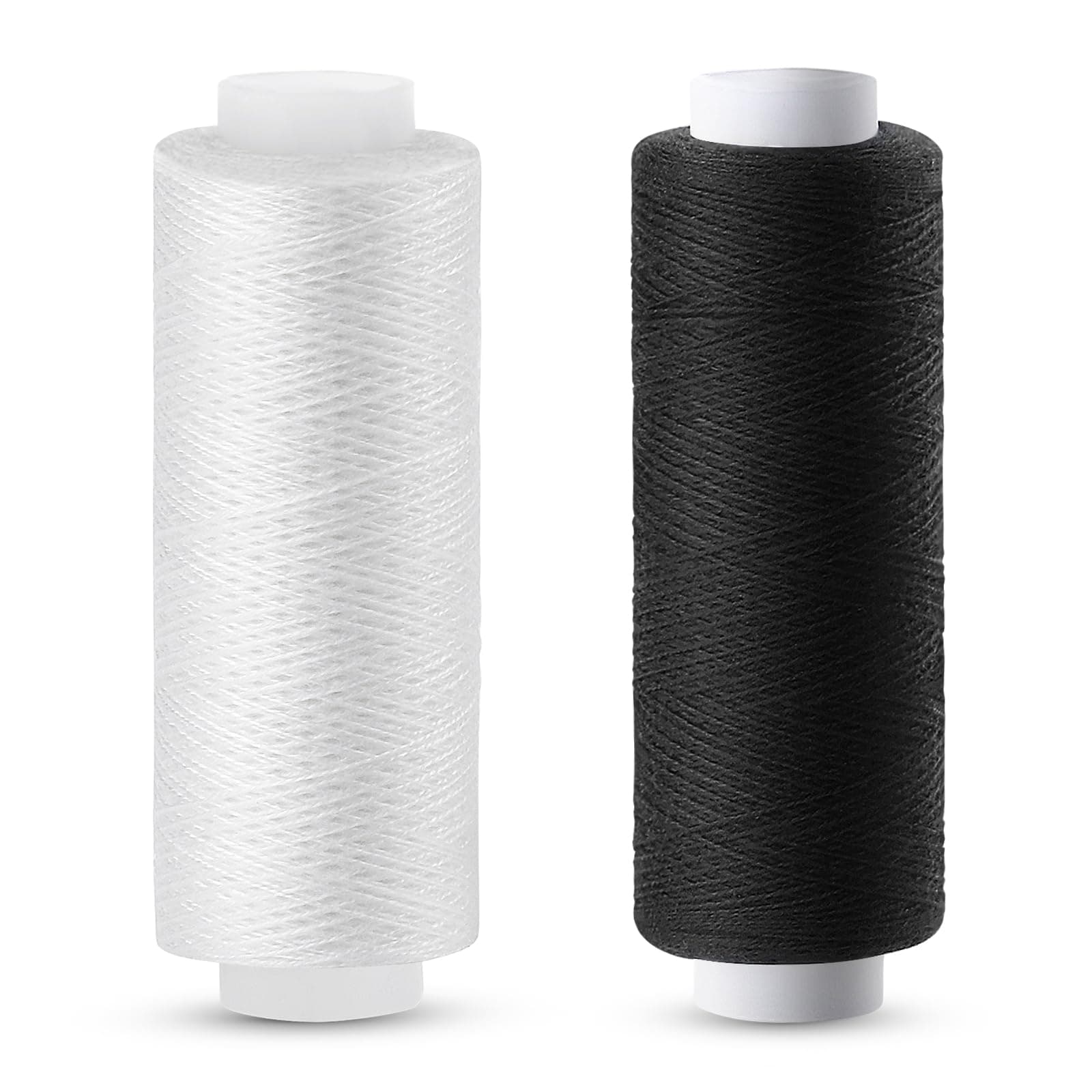 Tundi Nähgarn, Schwarz und Weiß, 2 Stück 200 yards, Polyester-Nähmaschinengarn für Nähmaschinen, Handnähen und Sticken 1 Weiß + 1 Schwarz