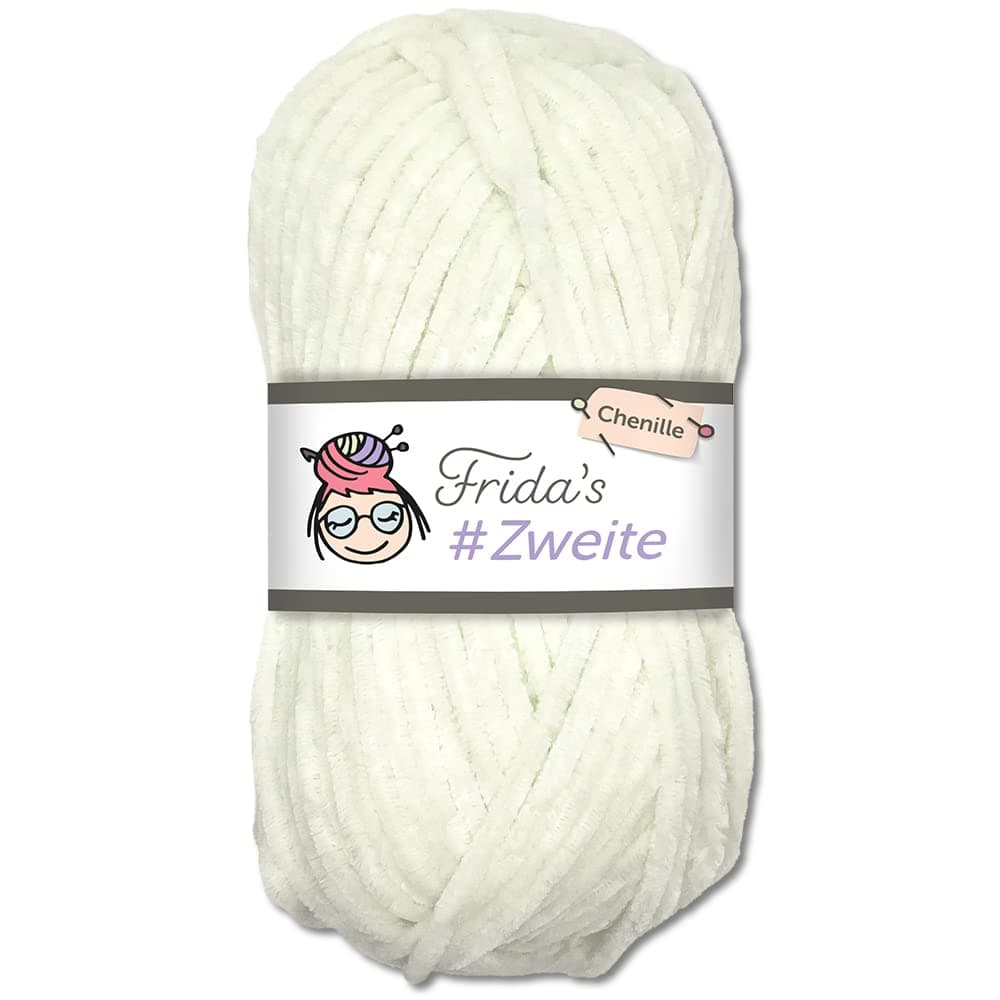 Frida's #Zweite Wolle 100g Chenille Wolle Amigurumi Stricken & Häkeln weich (63 - Weiß)